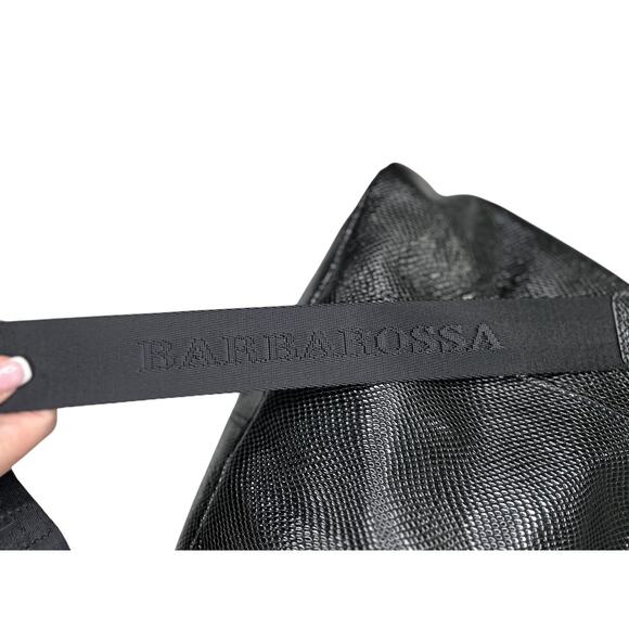 Barbarossa Black Shiny Snakeskin Hand Shoulder Bag Slouchy Large - Picture 7 of 10